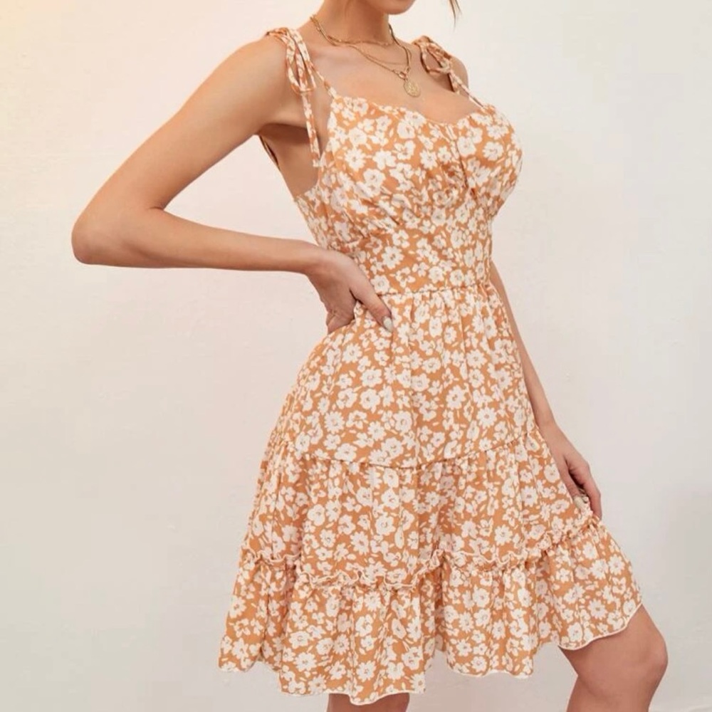 Sundress with Allover Floral Print, Ruffle Hem